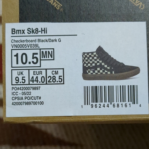 SOLD on Mercari NWT Men's Vans BMX SK8-Hi Checkerboard Black/White/Gum Sole 10.5 - Picture 10 of 10